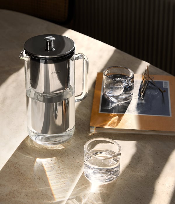 AARKE Purifier Vattenfilter kanna 2,36 l Rostfritt stål, Transparent