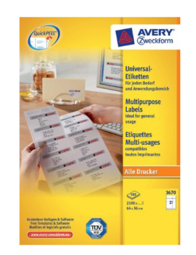 Avery 3670 utskriftsbara etiketter Vit Avery 3670 utskriftsbara etiketter Vit