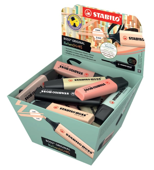 STABILO BOSS ORIGINAL NatureCOLORS speedmarker 30 stk Mejselspids Beige, Sort, Brun, Koral, Mørkegrå, Grøn, Grå