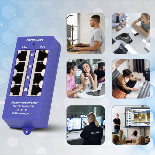 Pikkukuva 5 / 13: Extralink POE INJECTOR 4 PORT GIGABIT - 1 Gbps - 4-Port Gigabitti Ethernet 48 V