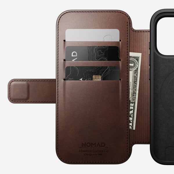 Nomad Modern Leather Folio mobiltelefon etui 16 cm (6.3") Folie Brun