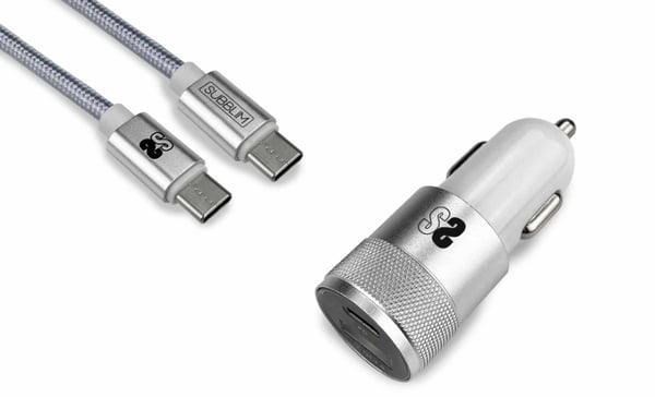 Miniatyrbillede 1 af 5: SUBBLIM SUBCHG-5CPD10 oplader til mobil enhed Smartphone Sølv Cigartænder, USB Hurtig opladning Automatisk