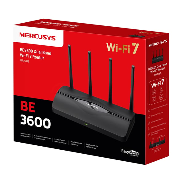 Mercusys MR27BE trådlös router 2.5 Gigabit Ethernet Dual-band (2,4 GHz / 5 GHz) Svart