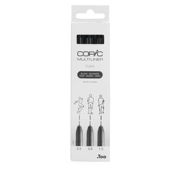 Miniatyrbillede 1 af 7: Copic Multiliner fineliner Flere Sort 3 stk