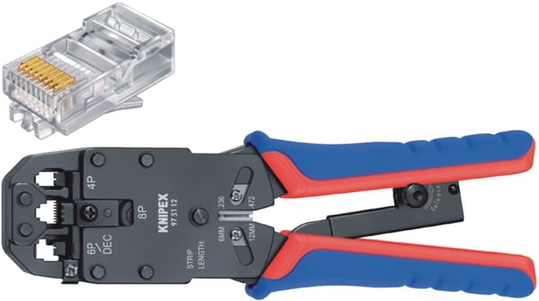Miniatyrbillede 1 af 3: Knipex 97 51 12 SB kabelklipper Krympeværktøj Sort, Blå, Rød