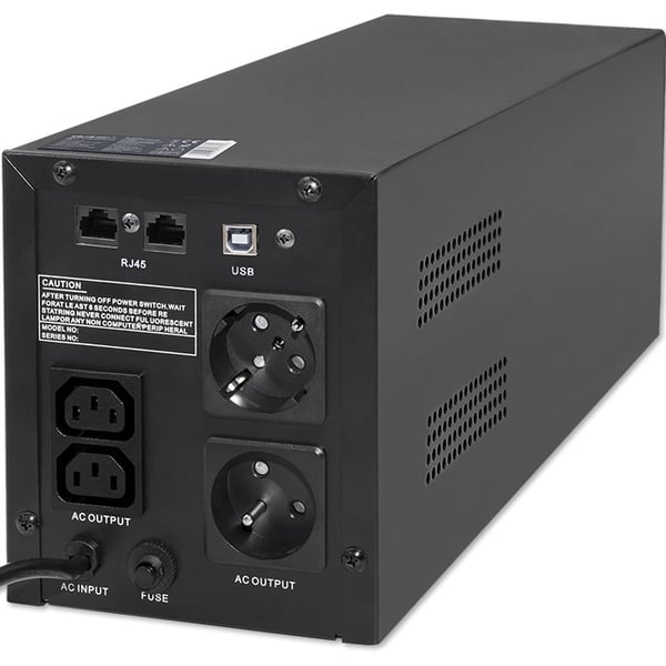 Miniatyrbillede 10 af 11: Qoltec 53777 UPS-enhed Interaktivt indgangsstik 2 kVA 1200 W 4 AC stikkontakt(er)