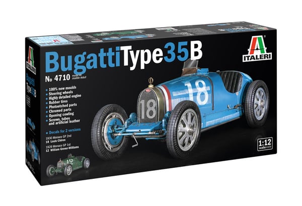 Miniatyrbillede 1 af 18: Italeri Bugatti Type 35B Roadster model Monteringssæt 1:12
