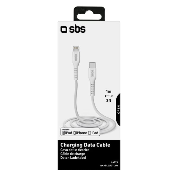 Miniatyrbillede 4 af 4: SBS TECABLELIGTC1W Lightning kabel 1 m Hvid