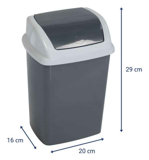 MAUL 9520587 papperkorgar 5 l Rektangulär Plast, Polypropylen (PP) Mörkgrå, Vit