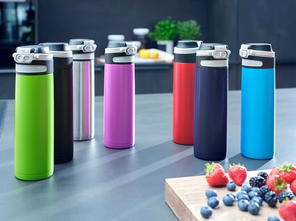 Leifheit 03275 rejsekrus 600 ml Sort, Blå Rustfrit stål