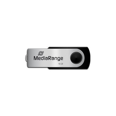 MediaRange MR910-3 USB-muisti 16 GB USB A-tyyppi 2.0 Musta, Hopea