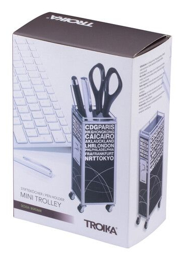 Miniatyrbillede 3 af 4: TROIKA MINI TROLLEY pen- og blyantholder Metal Sort, Hvid