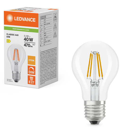 Pikkukuva 3 / 5: Ledvance LED-LAMPPU 3,4W 827 KIRKAS E27 / LEDVAN LED CLASSIC A DIM P 4099854463617