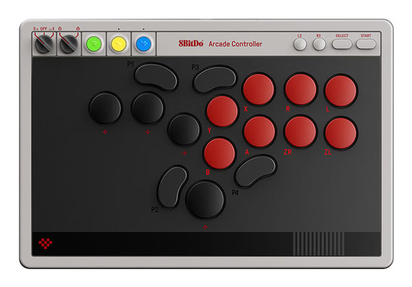 Miniatyrbild 1 av 23: 8Bitdo Arcade Controller Svart, Grå Bluetooth/RF/USB Spelplatta Analog Nintendo Switch, Nintendo Switch 2, PC