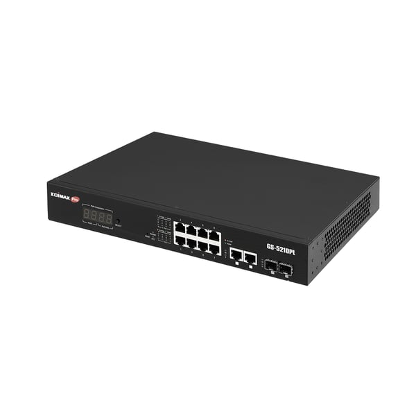 Edimax GS-5210PL netværksswitch Administreret Gigabit Ethernet (10/100/1000) Sort
