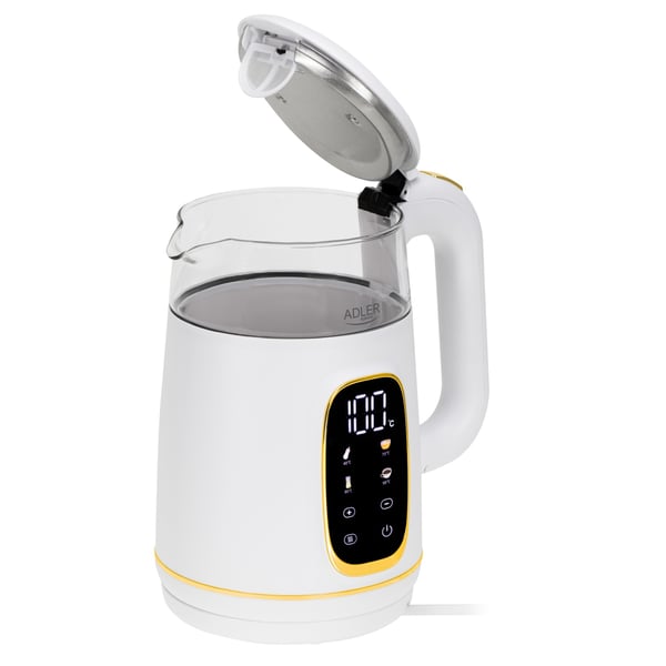 Miniatyrbillede 3 af 19: Adler AD 1305WG elkedel 1,7 L 2200 W Transparent, Guld, Hvid
