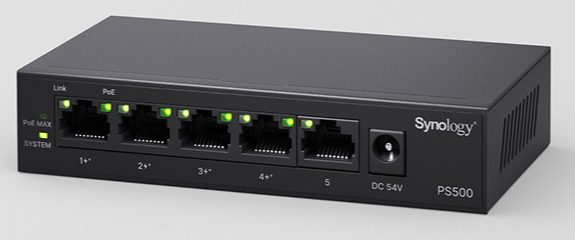 Synology PS500 nätverksswitchar Ohanterad L2 Gigabit Ethernet (10/100/1000) Strömförsörjning via Ethernet (PoE) stöd Skrivbord Svart