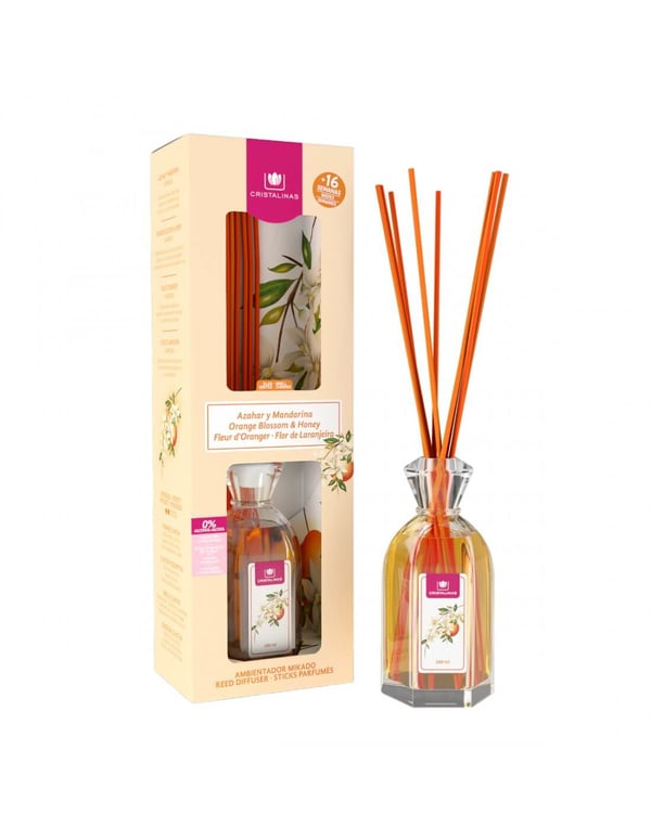 Miniatyrbillede 1 af 3: Cristalinas Reed Diffuser 180ml Orange Blossom and Honey duftespreder Duftflaske Sølv, Transparent