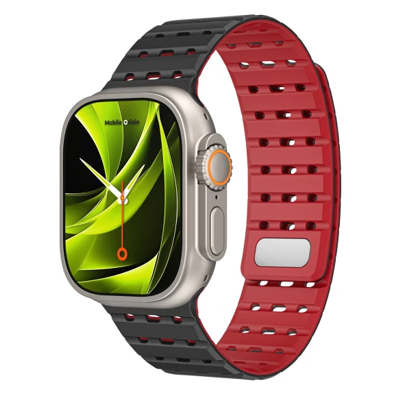 Miniatyrbillede 1 af 9: Mobile Origin AWMS-01-BLK-RED Smart bærbart (wearable) tilbehør Rem Sort, Rød Silikone