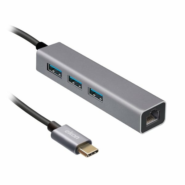 Miniatyrbild 1 av 3: Ekon ECITHUBLAN3USBIN gränssnittshubbar USB 2.0 Type-C 5000 Mbit/s Grå
