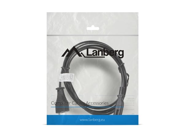 Miniatyrbillede 2 af 4: Lanberg CA-C7CA-10CC-0018-BK el-ledning Sort 1,8 m C7 forbinder CEE7/16