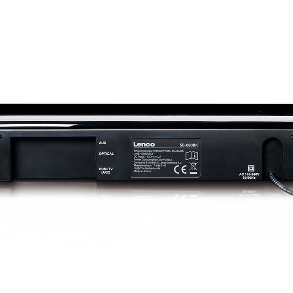 Miniatyrbild 6 av 7: Lenco SB-080BK soundbar-högtalare Svart 2.1 kanaler 80 W