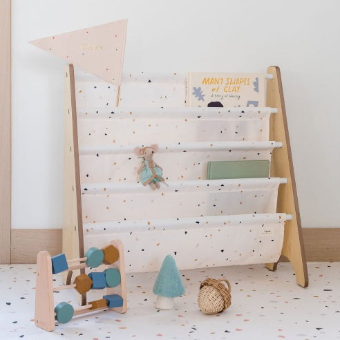 3 Sprouts terrazzo 4 galler Gräddfärgad, Multifärg Tygbokhylla