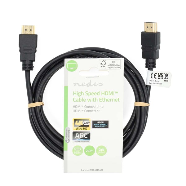 Nedis CVGL34060BK20 HDMI-kabel 2 m HDMI Typ A (standard) Svart