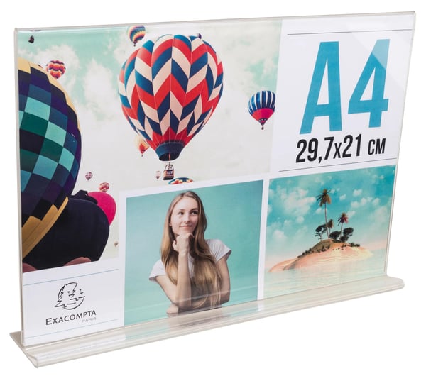 Exacompta 84159D kylttiteline & esiteteline A4 Akryyli, Polymetyyliakrylaatti (PMMA) Läpinäkyvä