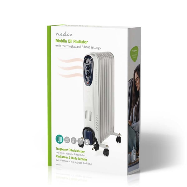 Nedis HTOI30WT9 varmeapparat Indendørs Hvid 2000 W Olie elektrisk områdevarmer