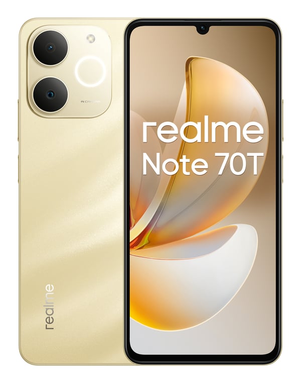 Miniatyrbillede 9 af 9: realme Note 70T 17,1 cm (6.74") Dual SIM Android 15 4G USB Type-C 4 GB 64 GB 6000 mAh Guld