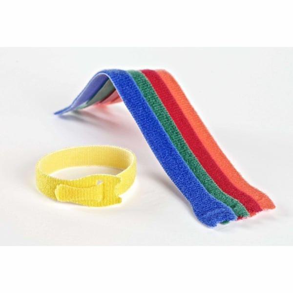 Velcro VEL-EC60250 kabelsamler Krog og løkke kabelbinder Blå, Grøn, Orange, Rød, Gul 5 stk