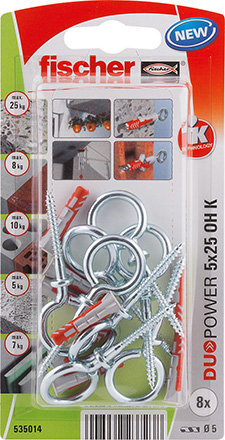 Fischer DUOPOWER 5 x 25 OH Indendørs Metallic 8 stk