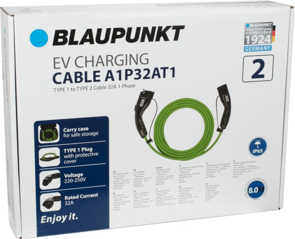 Blaupunkt A1P32AT1 opladningskabel til elbil Grøn Type 1 1 5 m