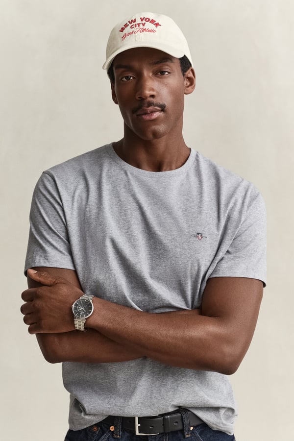 Miniatyrbillede 3 af 5: Gant 2003184-93 T-shirt Rib-knit neckline Kort ærme Bomuld