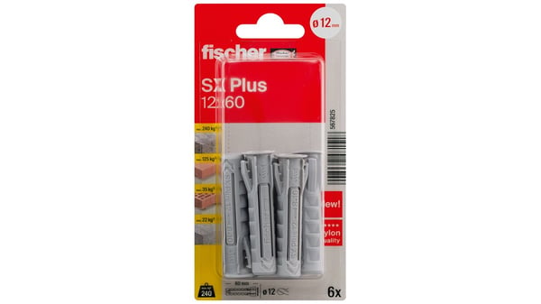 Fischer 567825 skruvankare och väggplugg 6 styck Expansionsankare 60 mm
