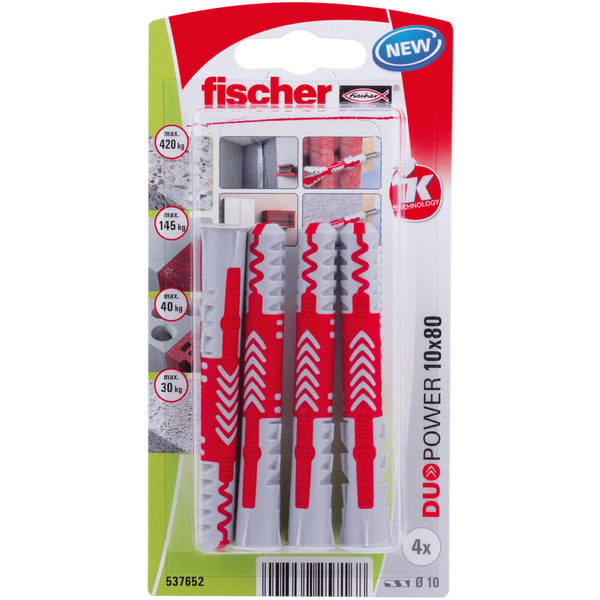 Miniatyrbillede 1 af 9: Fischer 537652 skrueanker og vægudtag 4 stk Vægstik 80 mm