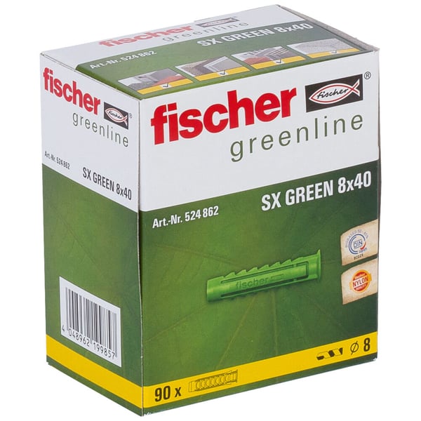 Miniatyrbillede 5 af 6: Fischer 524862 skrueanker og vægudtag 90 stk Vægstik 40 mm
