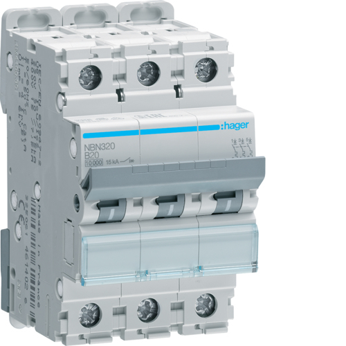 Hager Adapterafbryder 3P B 20A 10kA AC (NBN320)