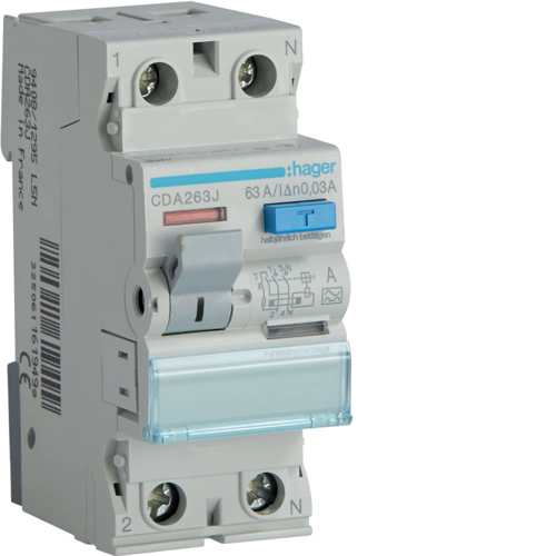 Hager Vikavirtakytkin 2P 63A 0,03A A CDA263J