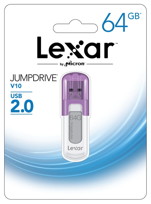 Lexar JumpDrive V10 USB-sticka 64 GB USB Type-A 2.0 Lila, Vit Lexar JumpDrive V10 USB-sticka 64 GB USB Type-A 2.0 Lila, Vit