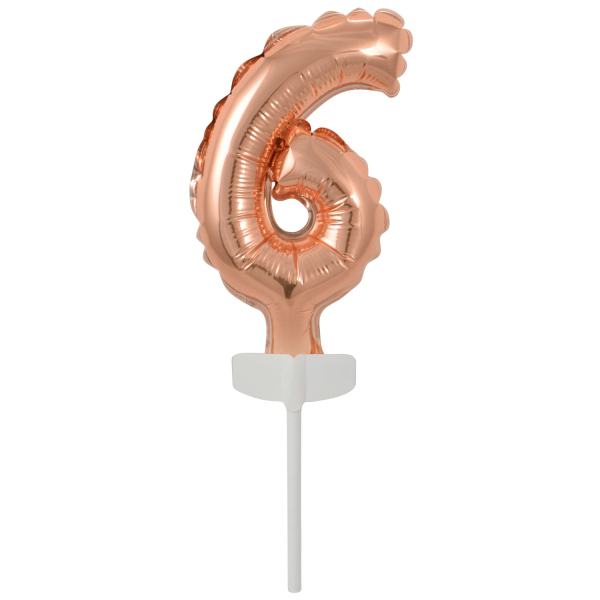 AMSCAN Mini folieballon nummer 6 rosaguld 7x12cm