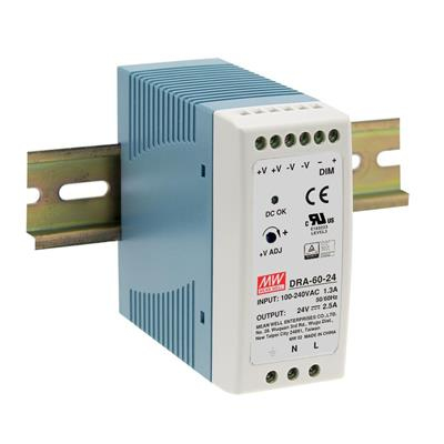 MEAN WELL DRA-60-12 strømadapter og vekselret 60 W