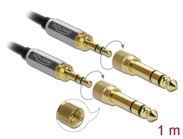 DeLOCK 85785 lydkabel 1 m 3.5mm Sort, Grå