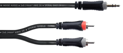 Cordial 14857 lydkabel 5 m 3.5mm 2 x RCA Sort, Grå, Rød