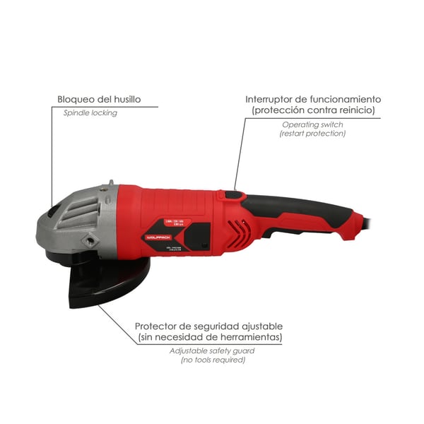 Pikkukuva 3 / 5: Wolfpack Amoladora 2.400 Watt. Ø 230 mm. 6.500 R.P.M.