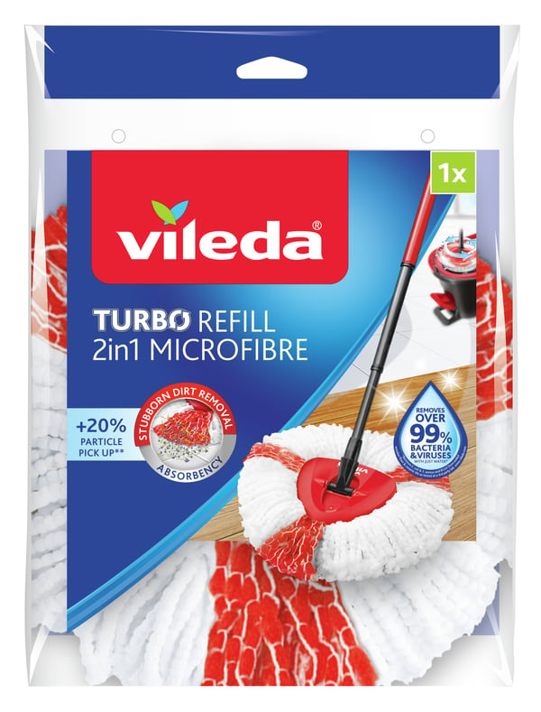 Vileda Turbo 2in1 Mopphuvud Röd, Vit