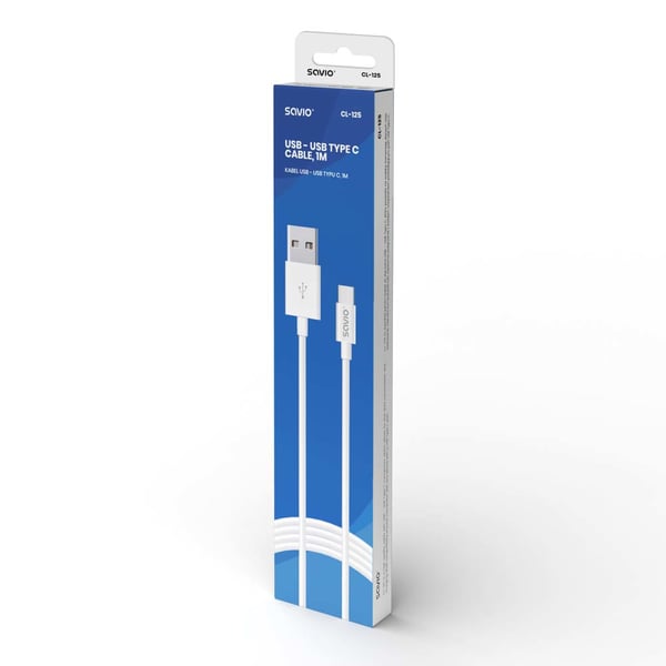 Miniatyrbild 3 av 4: Savio CL-125 USB-kablar USB 2.0 1 m USB A USB C 0,48 Gbit/s Vit