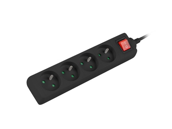 Lanberg PS1-04E-0150-BK stikdåse 1,5 m 4 AC stikkontakt(er) Indendørs Sort
