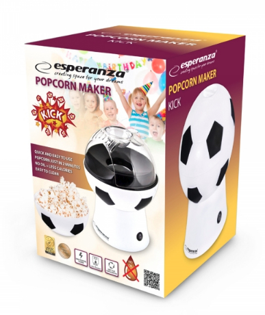 Esperanza EKP007 popcornkone Musta, Valkoinen 0,27 L 3 min 1200 W